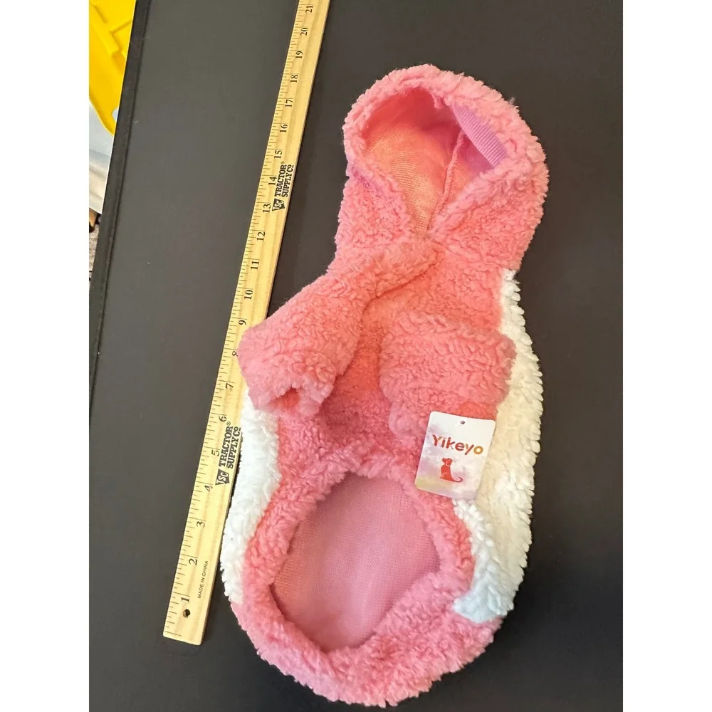 Yikeyo Pink White‎ Sherpa Fleece Pet Hoodie Small Dog Cat Winter Warm Sweater
